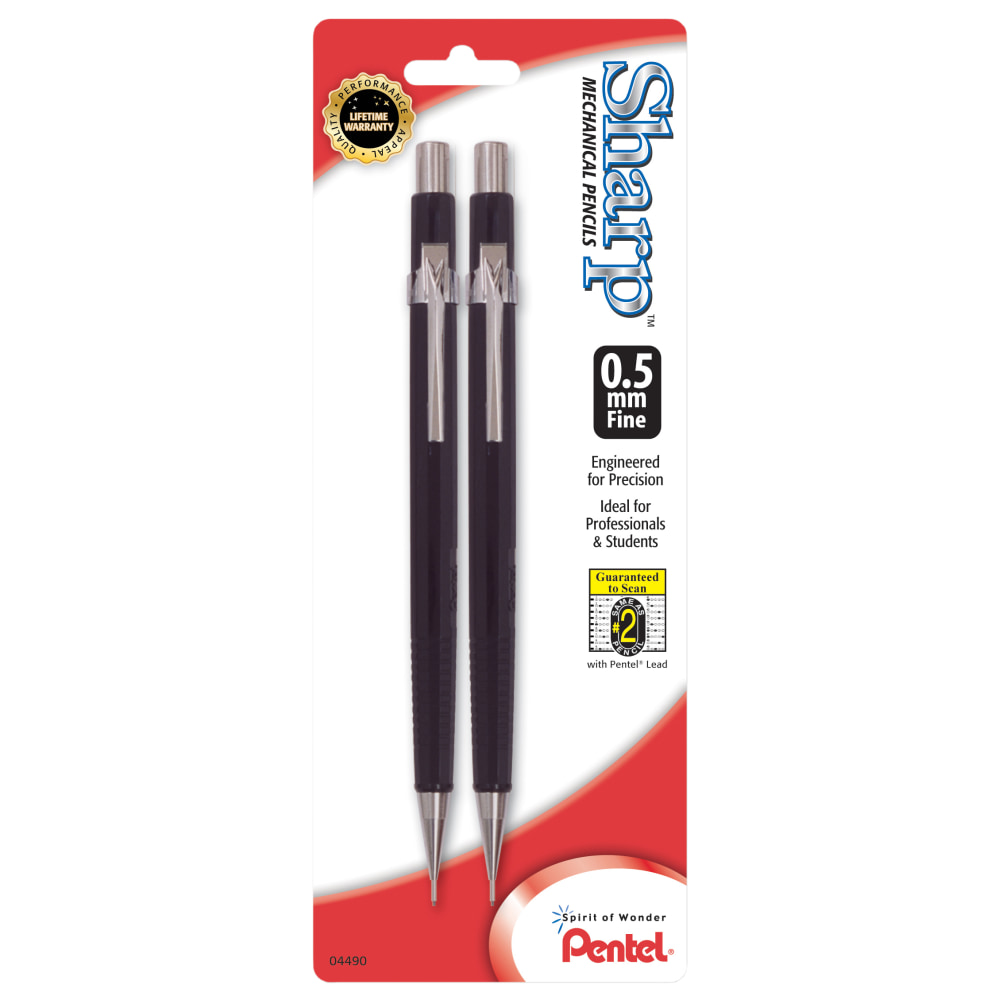 Pentel Automatic Sharp Mechanical Pencils, 0.5 mm, Black, Pack Of 2 (Min Order Qty 10) MPN:P205BP2-K6