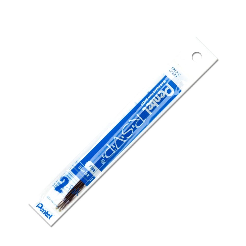 Pentel Pen Refills For R.S.V.P. Ballpoint Pens, Fine Point, 0.7 mm, Blue, Pack Of 2 (Min Order Qty 66) MPN:BKL7C