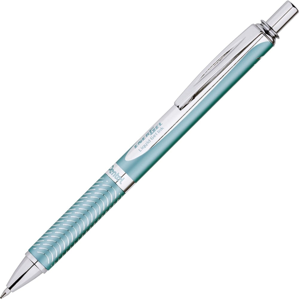 Pentel EnerGel Alloy Retractable Gel Pen, Medium Point, 0.7 mm, Aquamarine Aluminum Barrel, Black Ink (Min Order Qty 8) MPN:BL407LSA