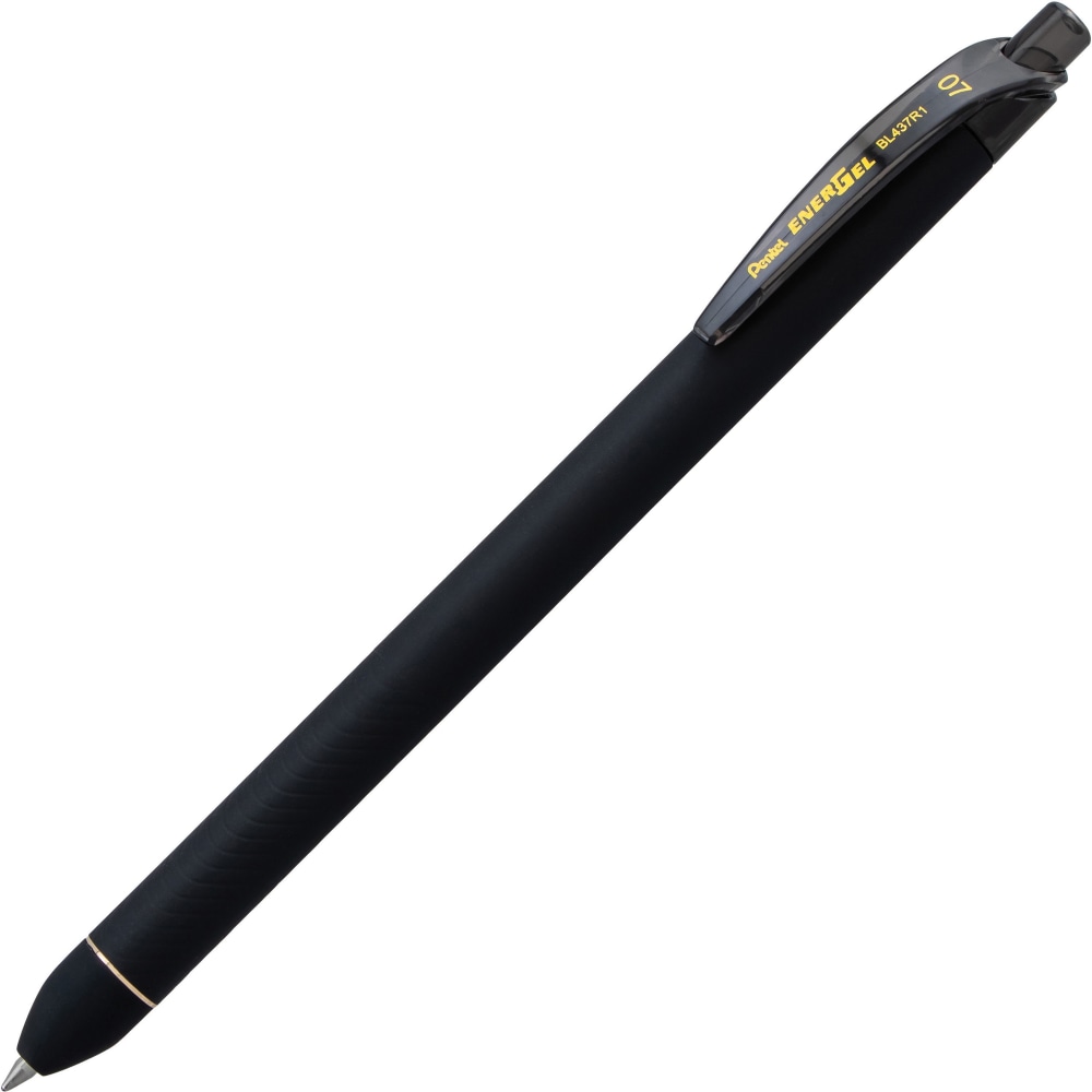 EnerGel Retractable Pens, Pack Of 12, Medium Point, 0.7 mm, Black Barrel, Black Ink (Min Order Qty 3) MPN:BL437R1A