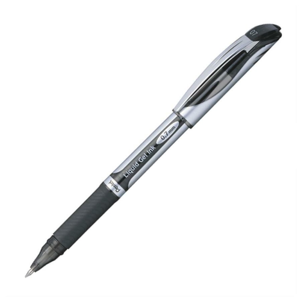 Pentel EnerGel Deluxe Liquid Gel Pen, Medium Point, 0.7 mm, Silver Barrel, Black Ink (Min Order Qty 25) MPN:BL57A