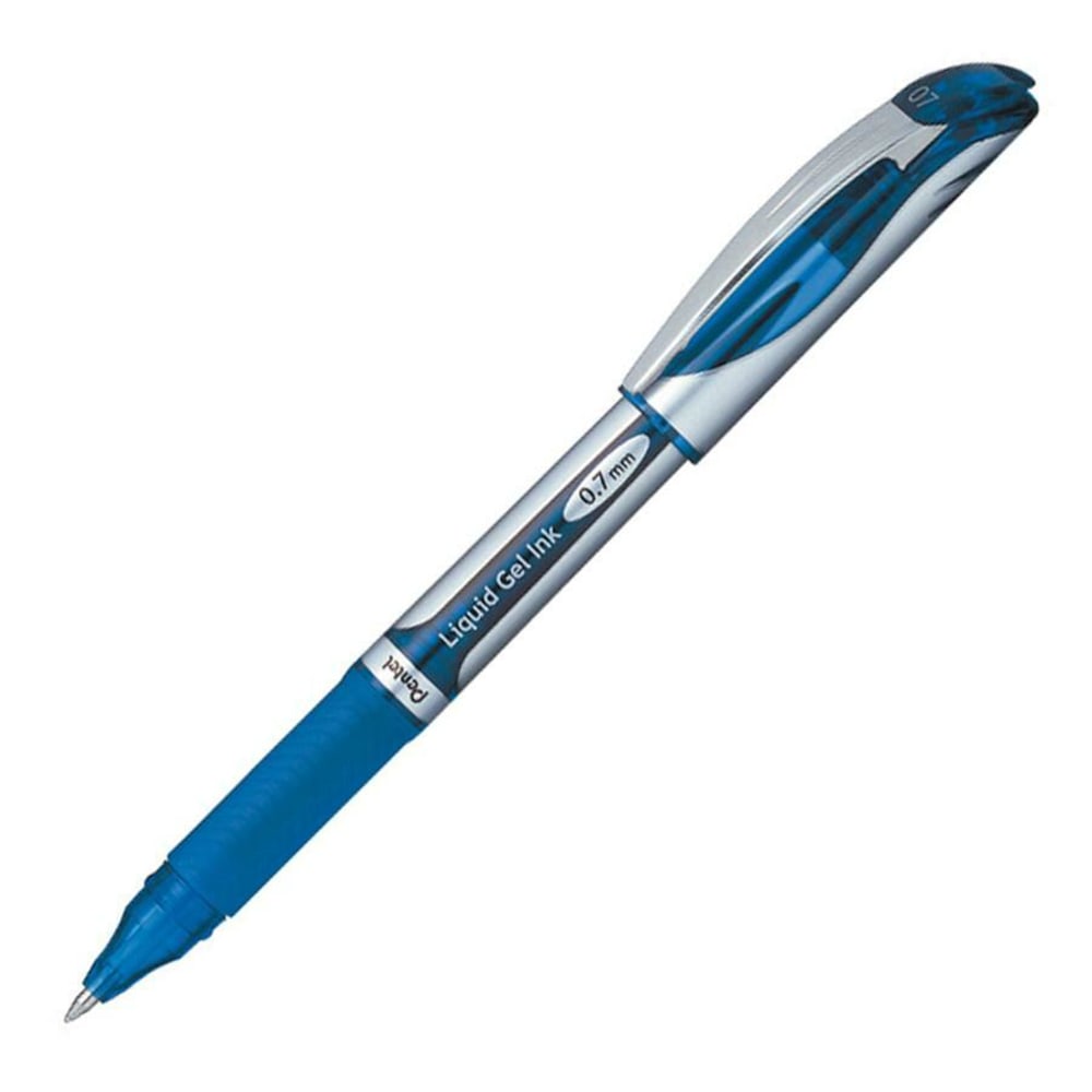 Pentel EnerGel Deluxe Liquid Gel Pen, Medium Point, 0.7 mm, Silver Barrel, Blue Ink (Min Order Qty 22) MPN:BL57C