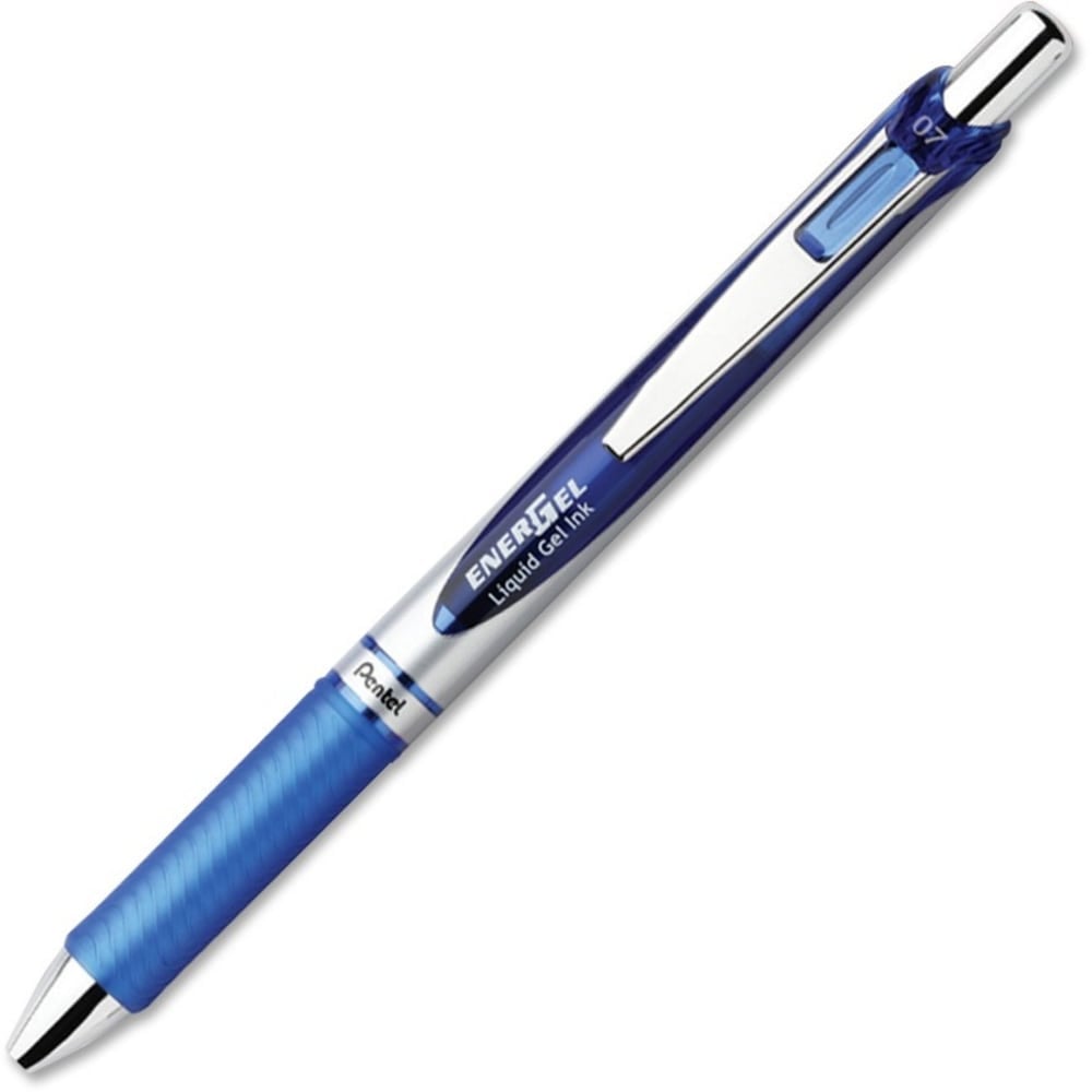 Pentel EnerGel RTX Liquid Gel Pen, Medium Point, 0.7 mm, Silver Barrel, Blue Ink (Min Order Qty 36) MPN:BL77C