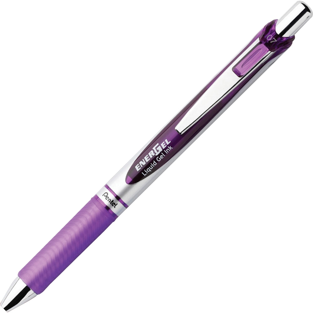 Pentel EnerGel RTX Liquid Gel Pen, Medium Point, 0.7 mm, Silver Barrel, Violet Ink (Min Order Qty 36) MPN:BL77V