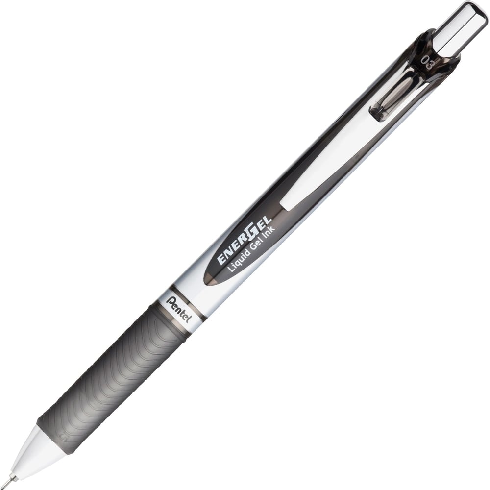 Pentel EnerGel RTX Liquid Gel Pen, Fine Point, 0.3mm, 54% Recycled, Silver Barrel, Black Ink (Min Order Qty 27) MPN:BLN73A