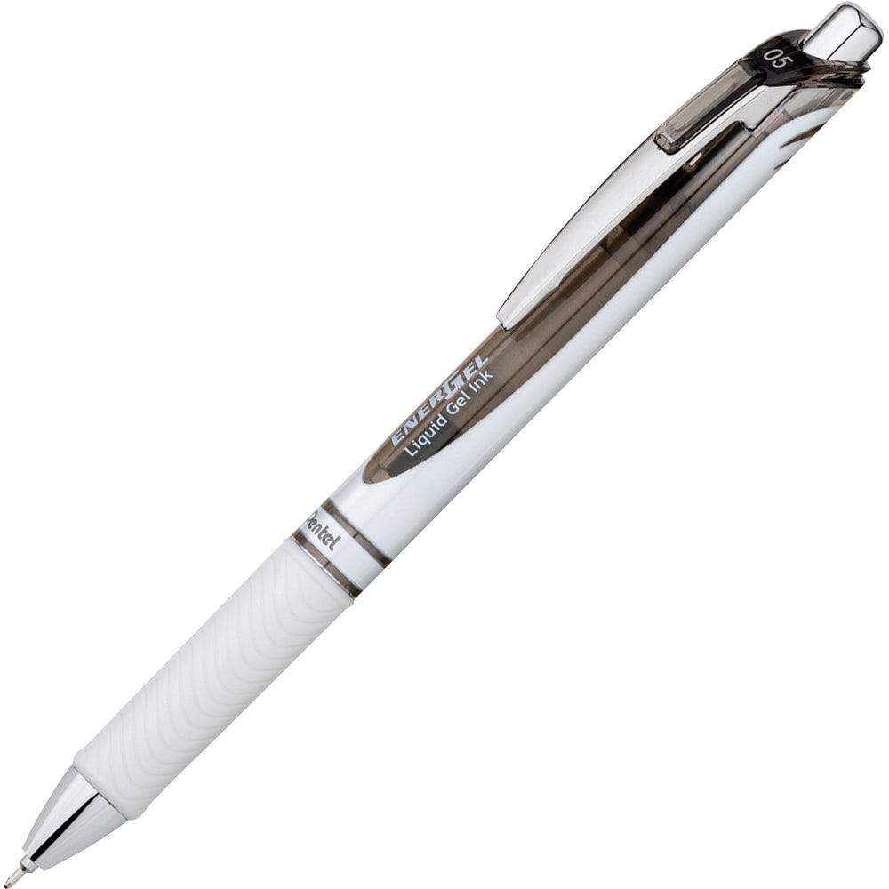 Pentel EnerGel Pearl Retractable Liquid Gel Pen, Fine Point, 0.5 mm, Pearl White Barrel, Black Ink (Min Order Qty 23) MPN:BLN75PWA