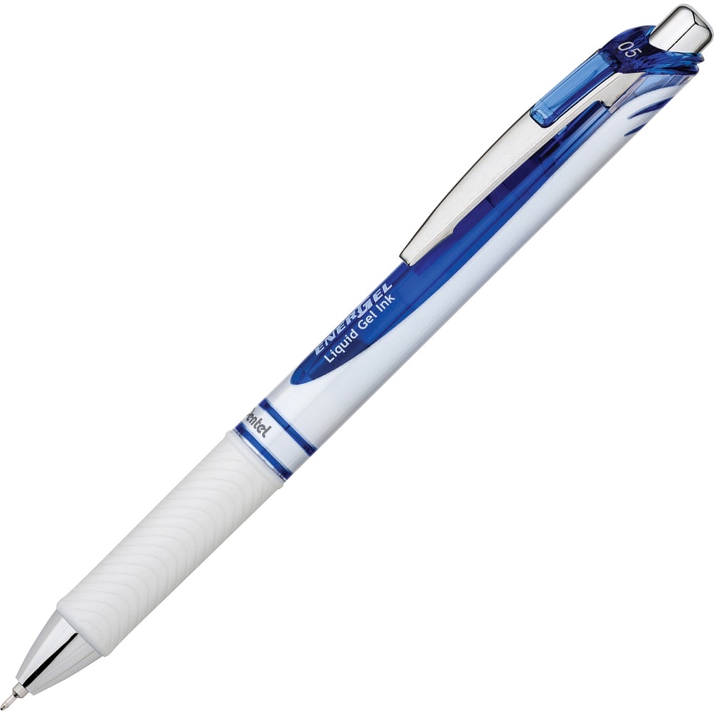 Pentel EnerGel Pearl Liquid Gel Pen, Fine Point, 0.5 mm, Pearl White Stainless Steel Barrel, Blue Ink (Min Order Qty 22) MPN:BLN75PWC