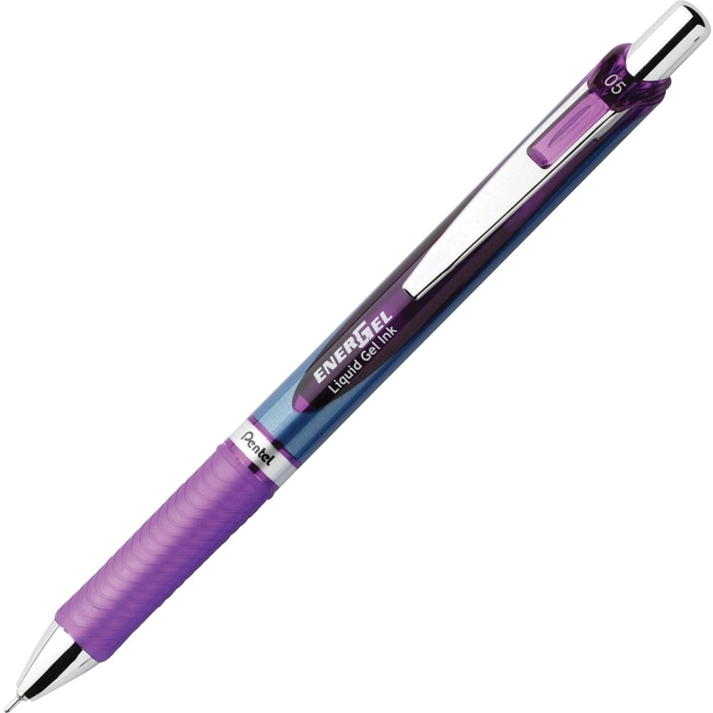 Pentel EnerGel RTX Liquid Gel Pen, Fine Point, 0.5 mm, Blue Barrel, Violet Ink (Min Order Qty 17) MPN:BLN75V