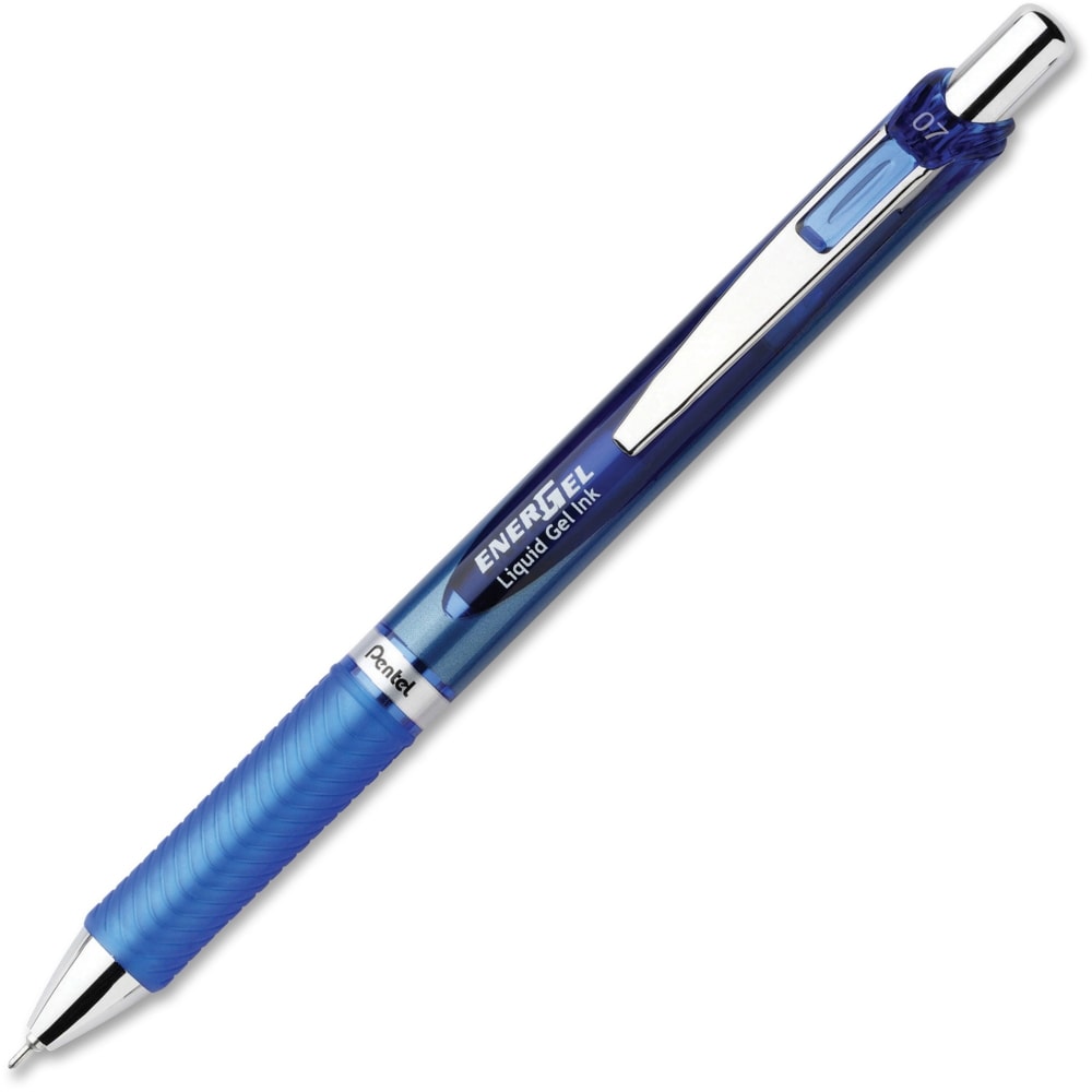 Pentel EnerGel RTX Liquid Gel Pen, Medium Point, 0.7 mm, Blue, Silver Barrel, Blue Ink (Min Order Qty 36) MPN:BLN77C