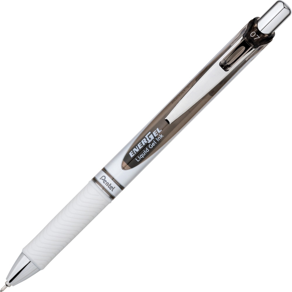 Pentel EnerGel Pearl Retractable Liquid Gel Pen, Medium Point, 0.7 mm, Pearl White Barrel, Black Ink (Min Order Qty 17) MPN:BLN77PWA