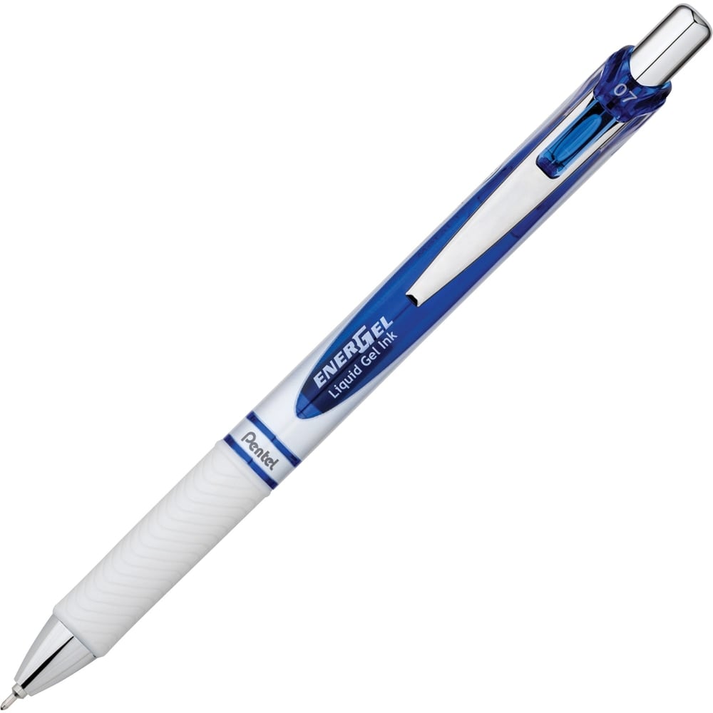 Pentel EnerGel Pearl Retractable Liquid Gel Pen, Medium Point, 0.7 mm, Pearl White Barrel, Blue Ink (Min Order Qty 21) MPN:BLN77PWC