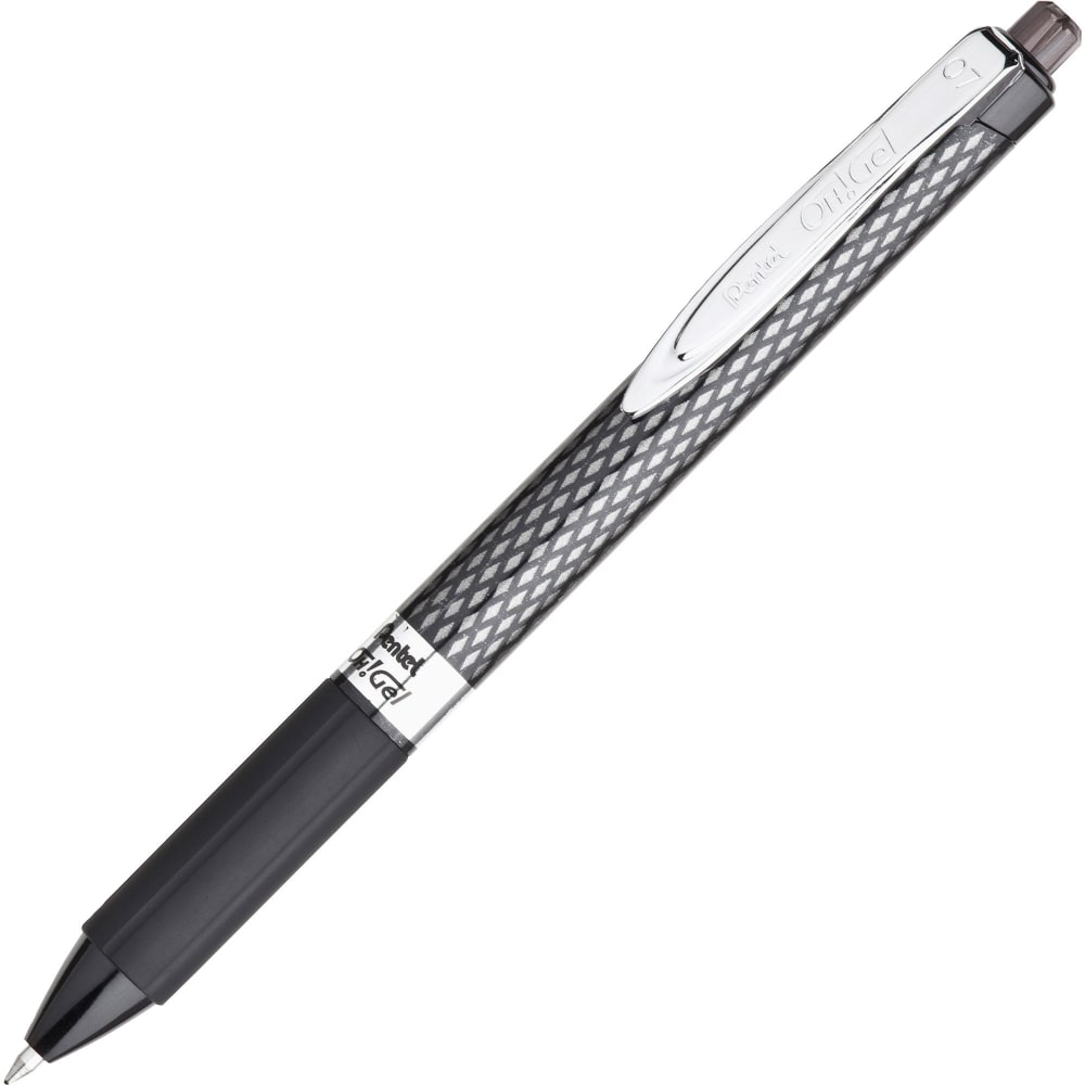 Pentel Oh! Gel Retractable Gel Pen, Medium Point, 0.7 mm, Carbon Fiber Barrel, Black Ink (Min Order Qty 4) MPN:K497-A