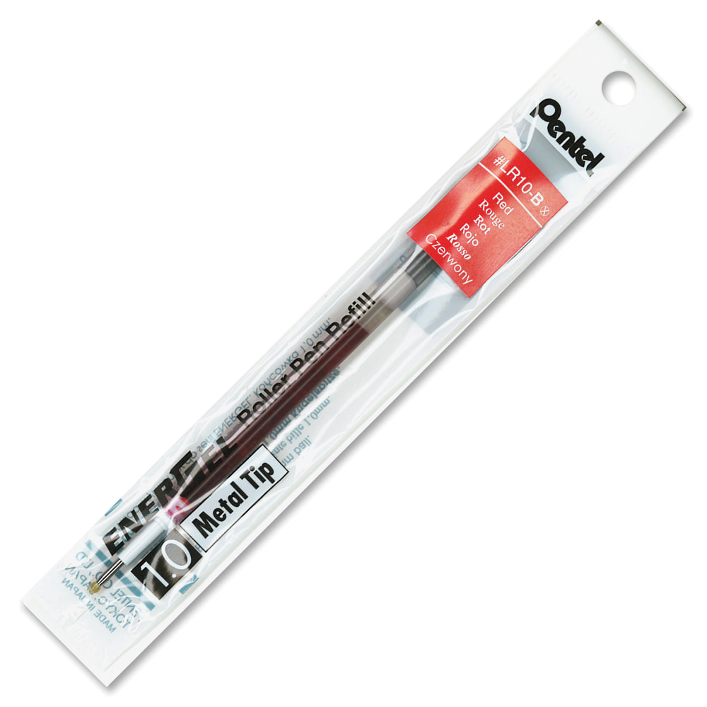 Pentel EnerGel Liquid Gel Pen Refills, Bold Point, 1.0 mm, Red Ink (Min Order Qty 25) MPN:LR10B