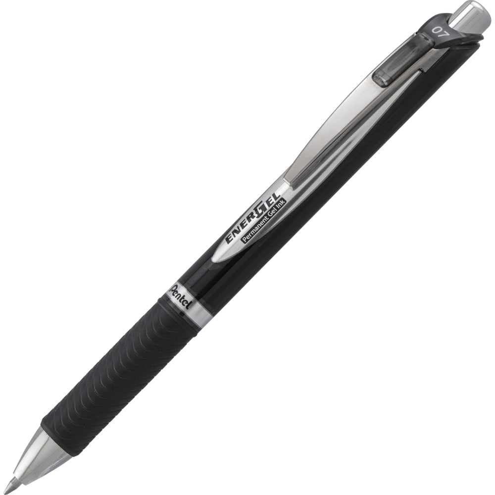 Pentel EnerGel 0.7 mm Retractable Gel Roller Pen, Medium Point, 0.7 mm, Black Barrel, Black Ink (Min Order Qty 16) MPN:PENBLP77A