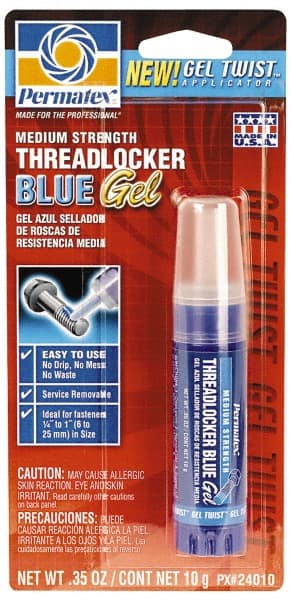 Threadlocker: Blue, Gel, 10 g, Tube MPN:24010