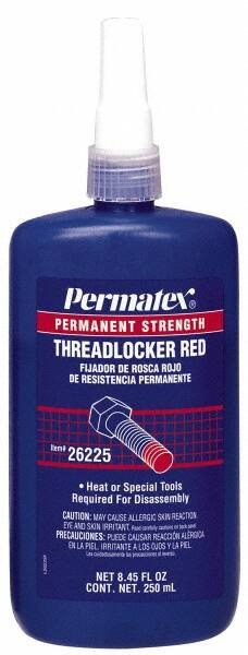 Threadlocker: Red, Liquid, 250 mL, Bottle MPN:26225