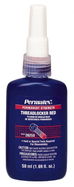 Threadlocker: Red, Liquid, 50 mL, Bottle MPN:26250