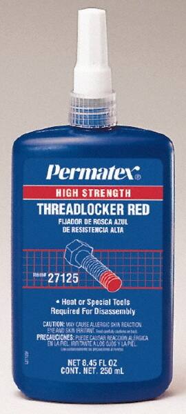 Threadlocker: Red, Liquid, 250 mL, Bottle MPN:27125