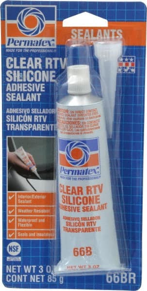 Joint Sealant: 3 oz Tube, Clear, RTV Silicone MPN:80050