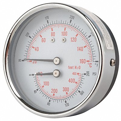 Boiler Gauge Round 0-200 psi 80 to 320F MPN:TRI-HD-302R-G