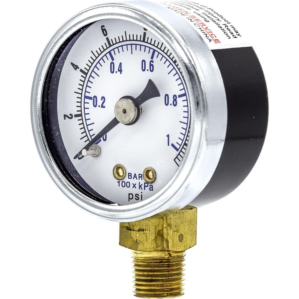 Pressure Gauges, Gauge Type: Utility Gauge , Scale Type: Dual , Accuracy (%): 3-2-3% , Dial Type: Analog , Thread Type: NPT  MPN:101D-158B