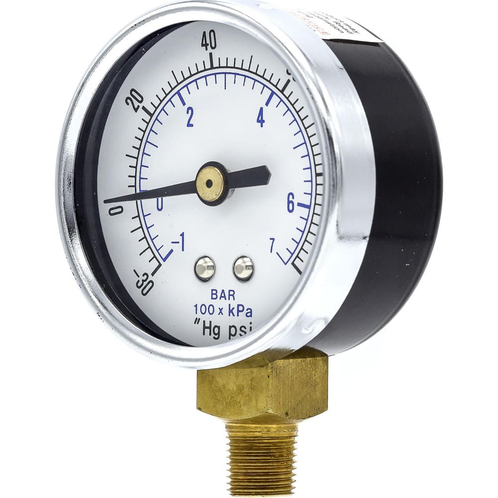 Pressure Gauges, Gauge Type: Utility Gauge , Scale Type: Dual , Accuracy (%): 3-2-3% , Dial Type: Analog , Thread Type: NPT  MPN:101D-208CE