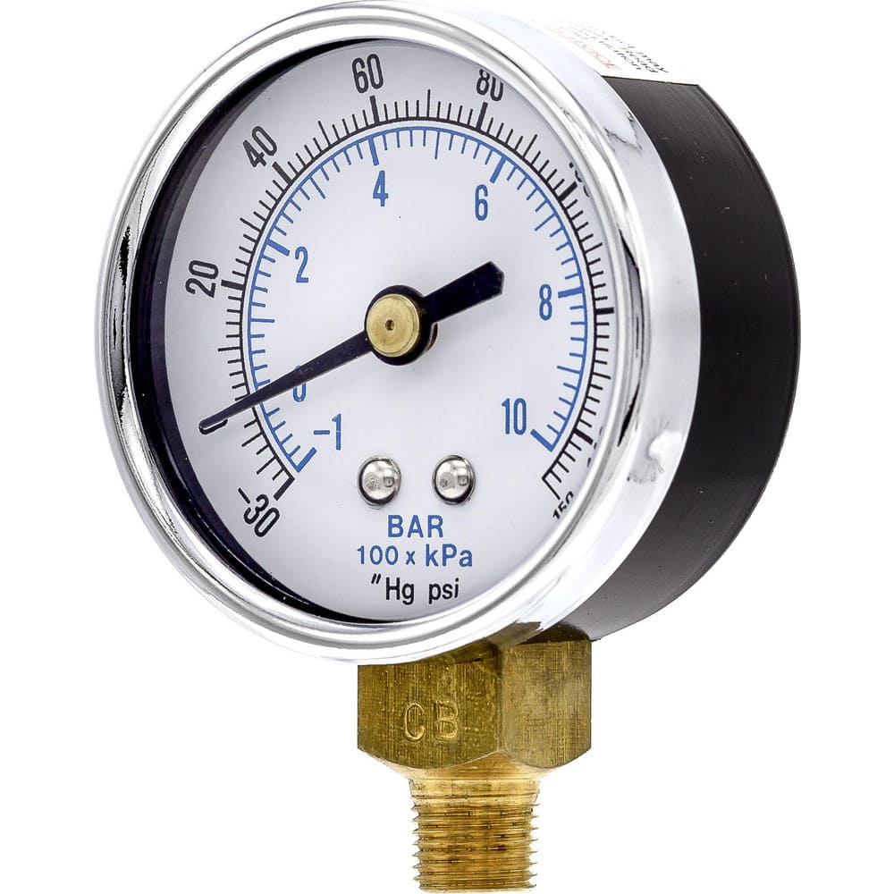 Pressure Gauges, Gauge Type: Utility Gauge , Scale Type: Dual , Accuracy (%): 3-2-3% , Dial Type: Analog , Thread Type: NPT  MPN:101D-208CF