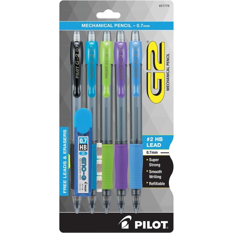 Pilot G-2 Mechanical Pencil, 0.7mm, #2 Lead, Assorted Barrel Colors, Pack Of 5 (Min Order Qty 6) MPN:31776