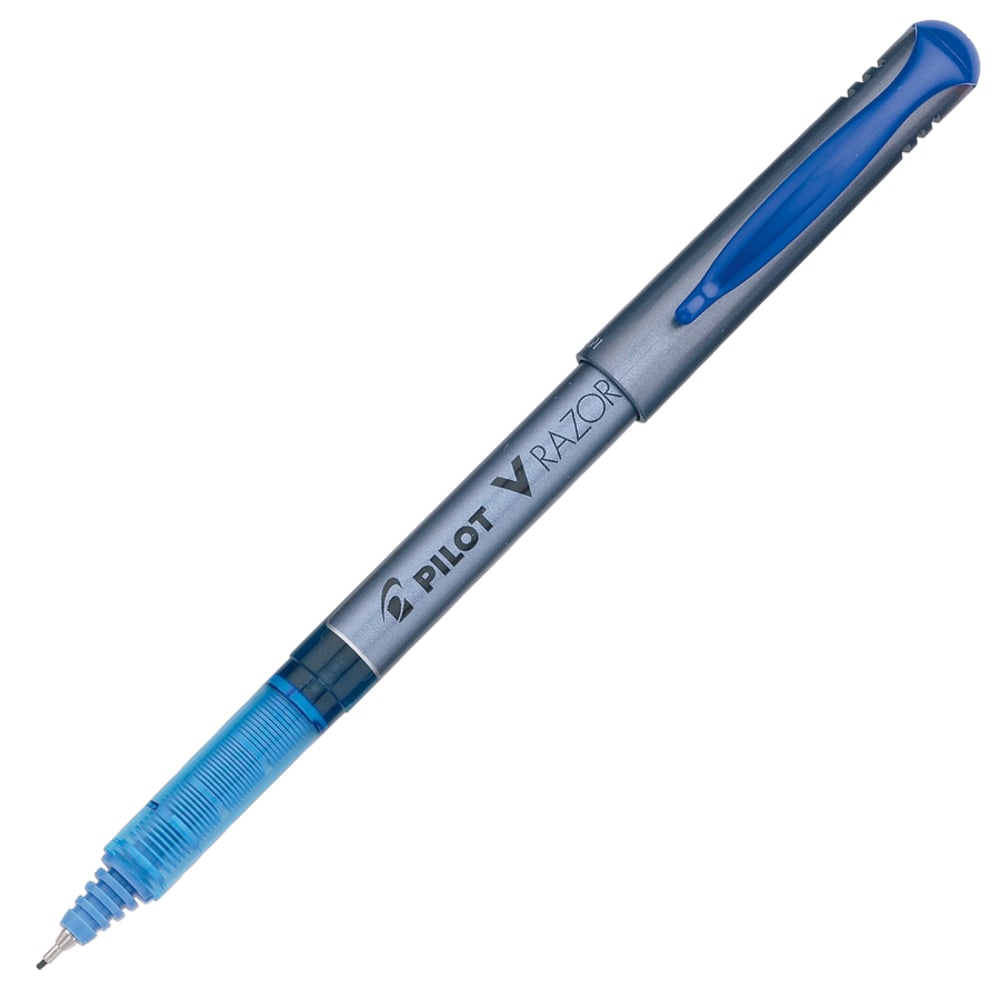 Pilot Liquid Ink Razor Point Pens, Extra-Fine Point, 0.3 mm, Graphite Barrel, Blue Ink, Pack Of 12 Pens (Min Order Qty 4) MPN:11021