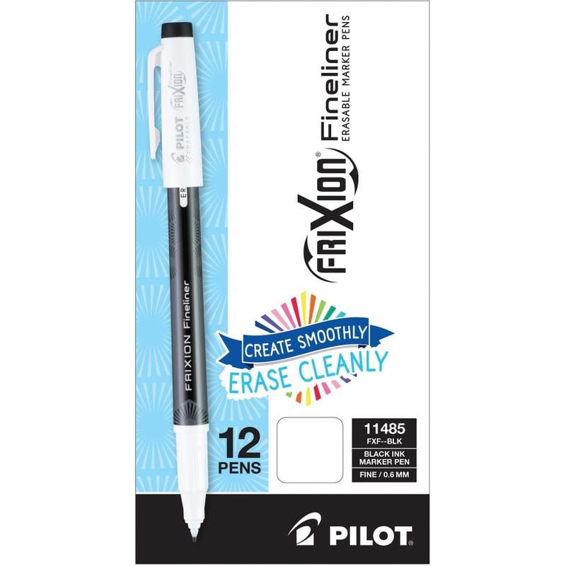 FriXion Fineliner Erasable Marker Pens - Fine Pen Point - 0.6 mm Pen Point Size - Black Gel-based Ink - 1 Dozen (Min Order Qty 3) MPN:11485