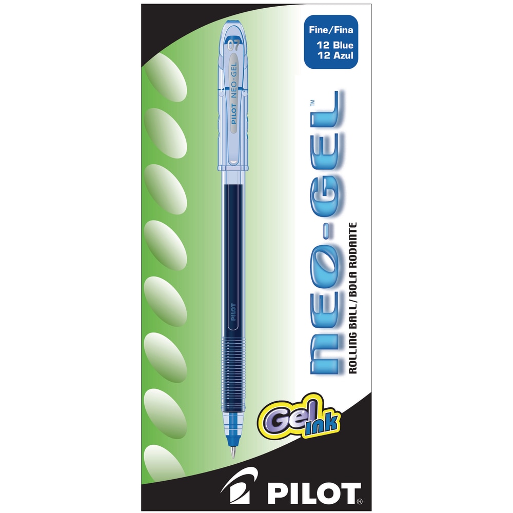 Pilot Neo-Gel Rollerball Pens, Fine Point, 0.7 mm, Clear Barrel, Blue Ink, Pack Of 12 (Min Order Qty 6) MPN:14002