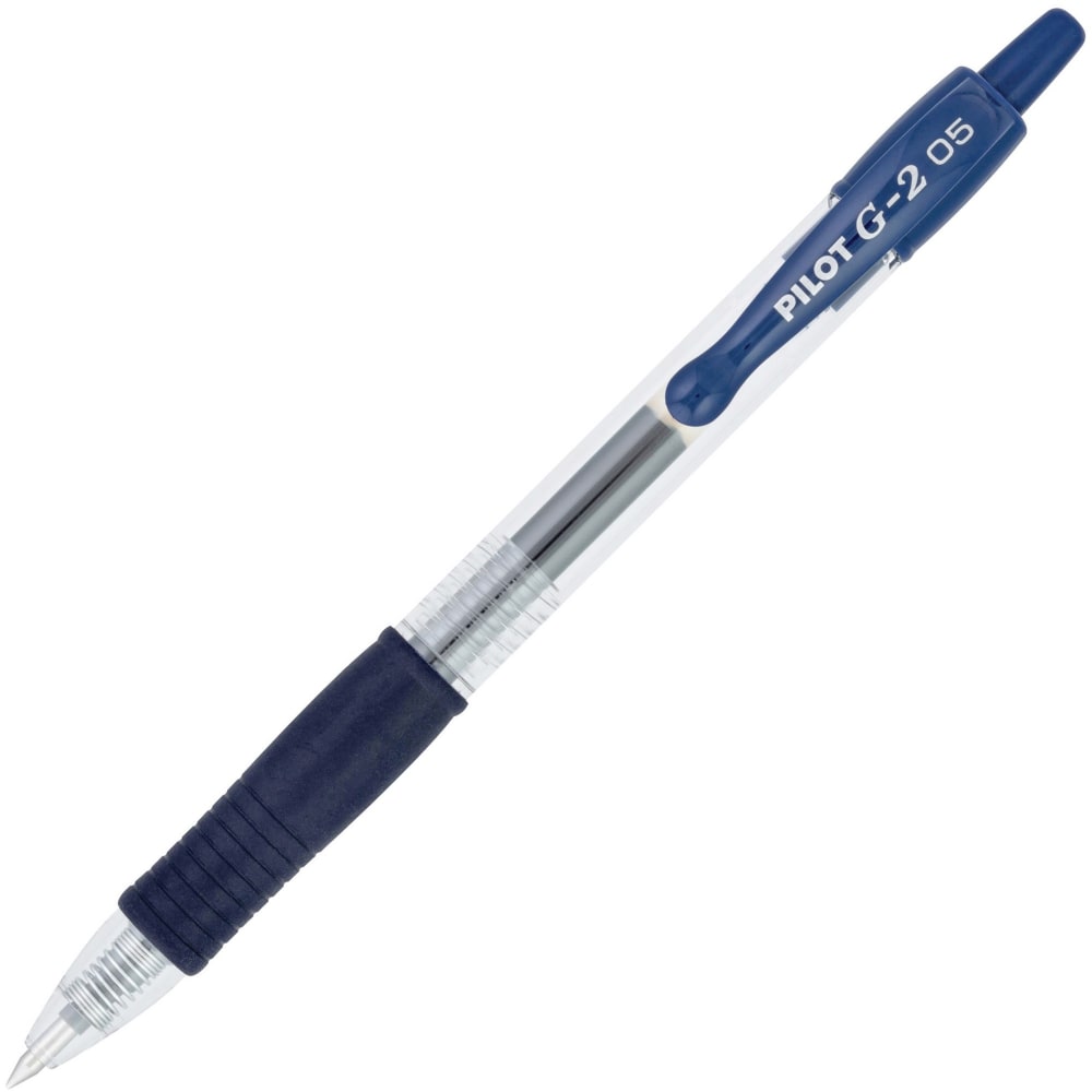 G2 Retractable Gel Pens, Pack Of 12, Fine Point, 0.5 mm, Clear Barrel, Blue Ink (Min Order Qty 4) MPN:15122