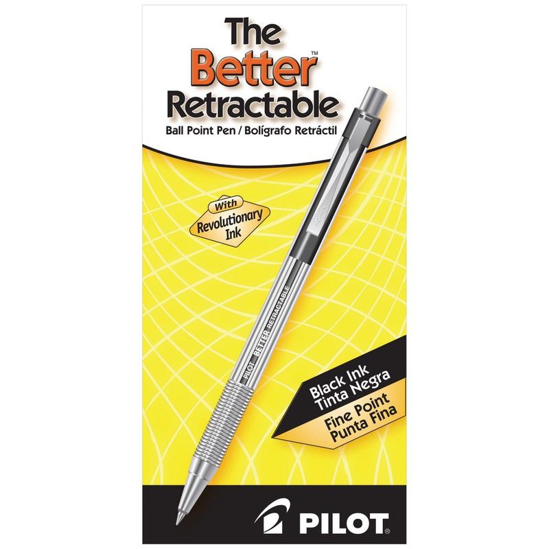 Pilot Better Retractable Ballpoint Pens, Fine Point, 0.7 mm, Translucent Black Barrel, Black Ink, Pack Of 12 (Min Order Qty 5) MPN:30000