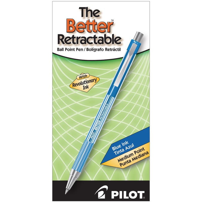 Pilot Better Retractable Ballpoint Pens, Medium Point, 1.0 mm, Translucent Blue Barrel, Blue Ink, Pack Of 12 (Min Order Qty 4) MPN:30006