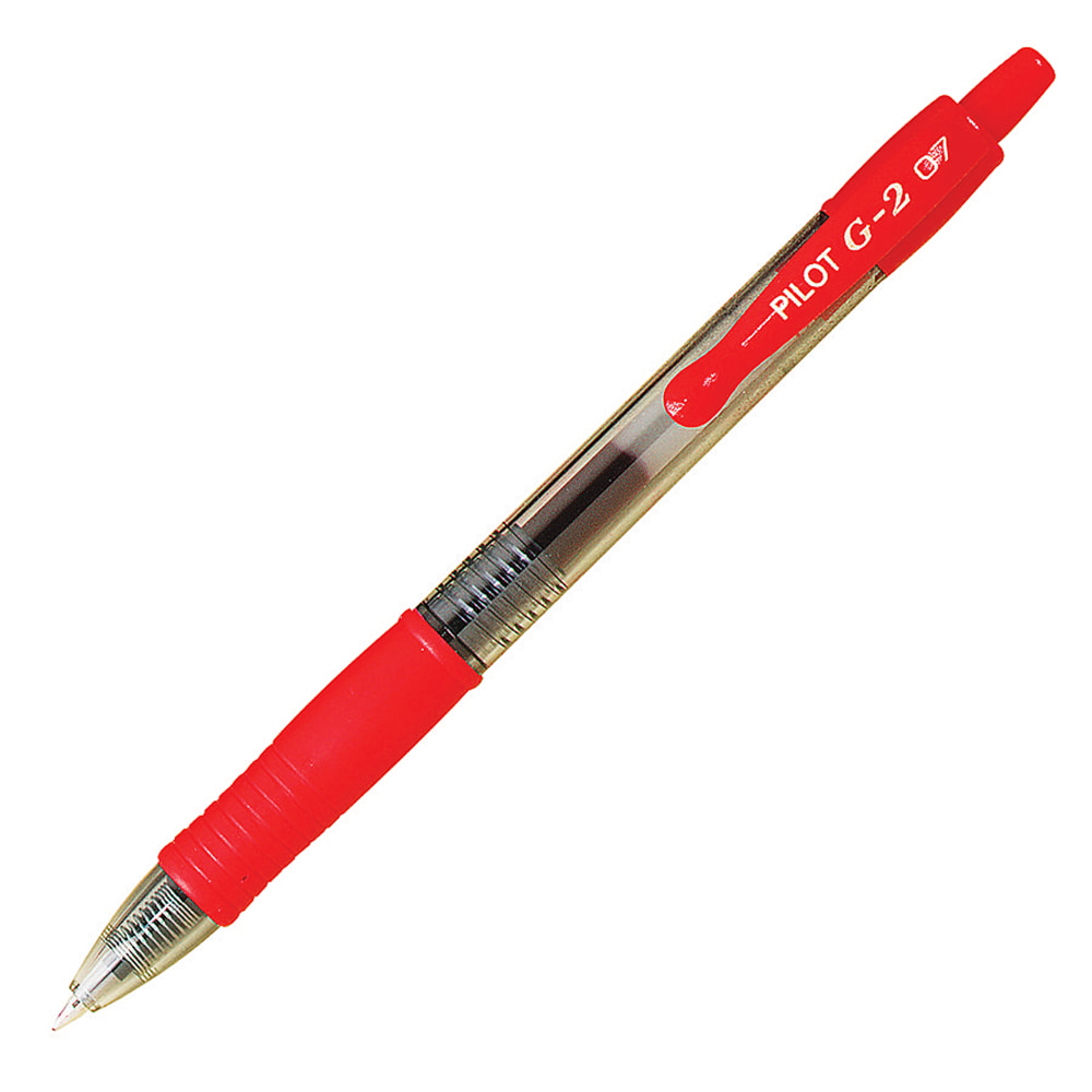 Pilot G2 Retractable Gel Pens, Extra Fine Point, 0.5 mm, Clear Barrels, Red Ink, Pack Of 12 (Min Order Qty 4) MPN:31004