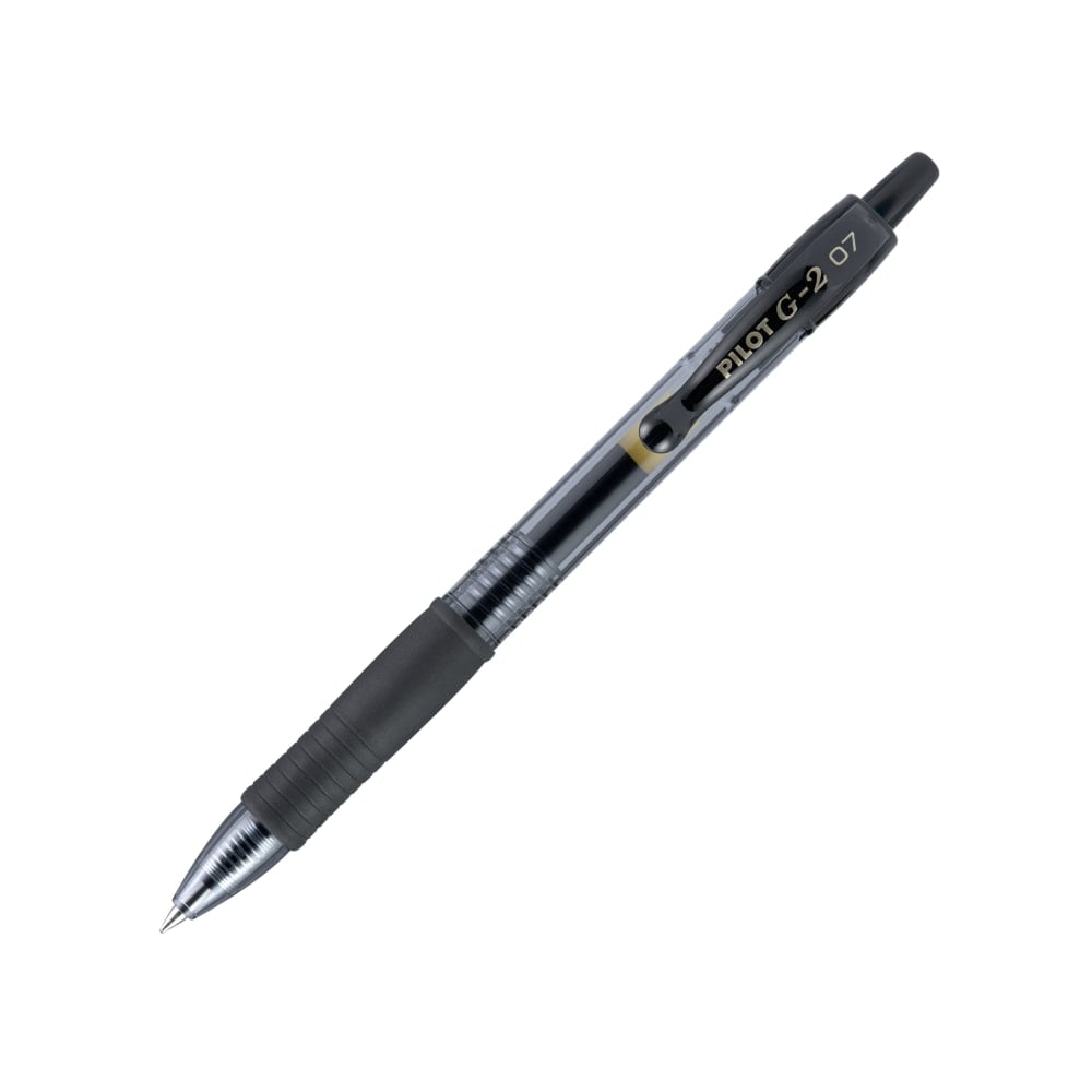 Pilot G2 Retractable Gel Pens, Fine Point, 0.7 mm, Clear Barrels, Black Ink, Pack Of 12 Pens (Min Order Qty 4) MPN:31020