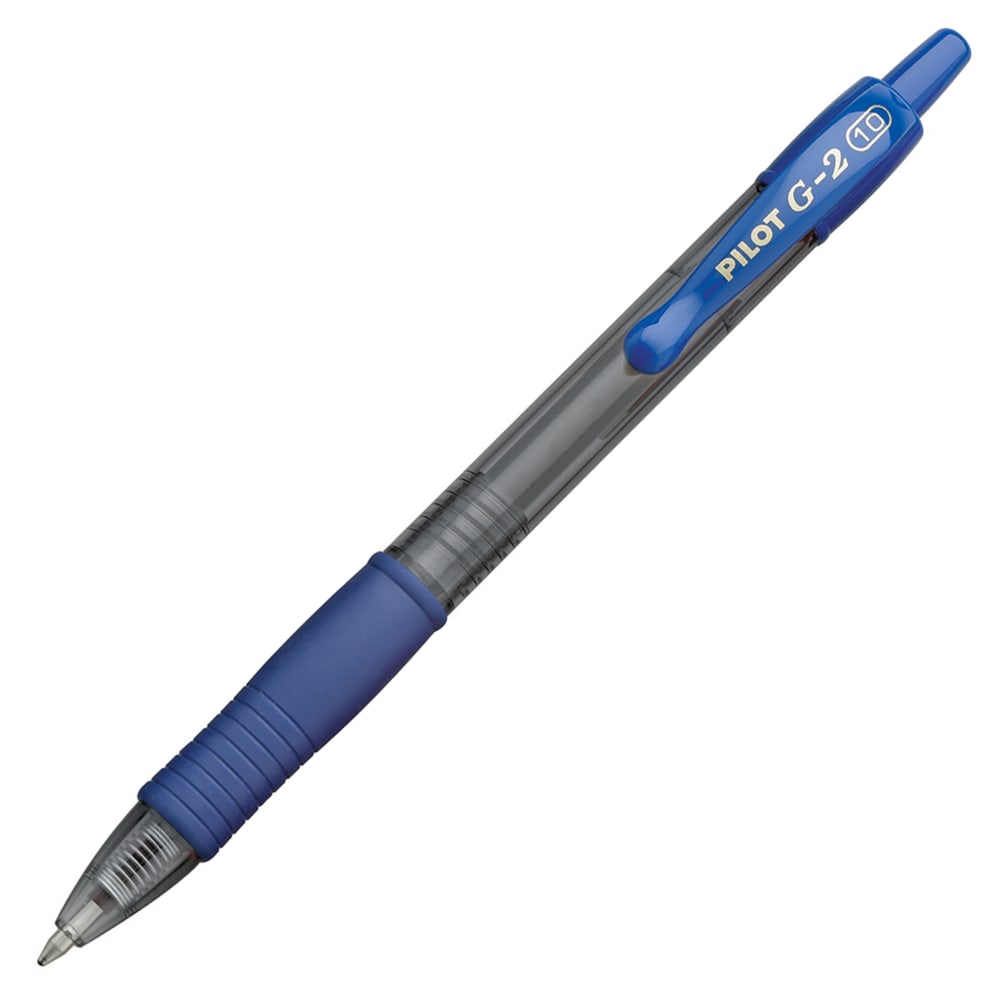 Pilot G2 Retractable Gel Pens, Bold Point, 1.0 mm, Clear Barrels, Blue Ink, Pack Of 12 Pens (Min Order Qty 4) MPN:31257