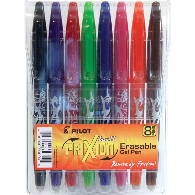 Pilot FriXion Ball Erasable Gel Pens, Pack of 8, Fine Point, 0.7 mm, Assorted Ink Colors (Min Order Qty 5) MPN:31569