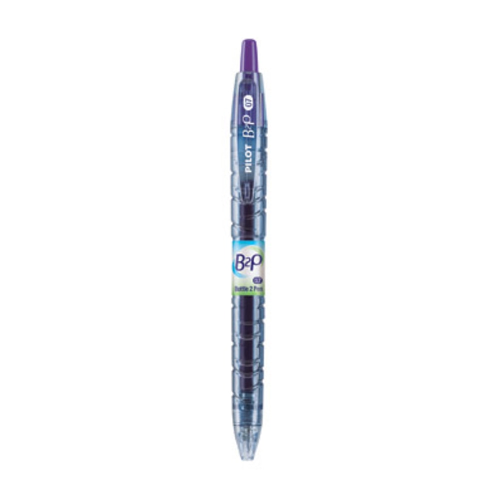 Pilot B2P Retractable Gel Pens, Fine Point, 0.7 mm, 89% Recycled, Purple Barrel, Clear Blue Ink, Pack Of 12 (Min Order Qty 5) MPN:31622