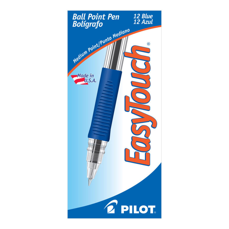 Pilot EasyTouch Ballpoint Pens, Medium Point, 1.0 mm, Blue Barrel, Blue Ink, Pack Of 12 Pens (Min Order Qty 6) MPN:32011