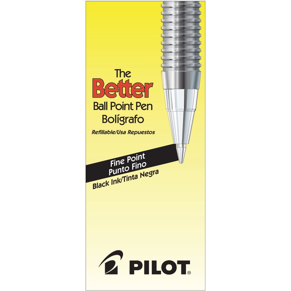 Pilot Better Ballpoint Pens, Fine Point, 0.7 mm, Black Barrel, Black Ink, Pack Of 12 (Min Order Qty 7) MPN:35011