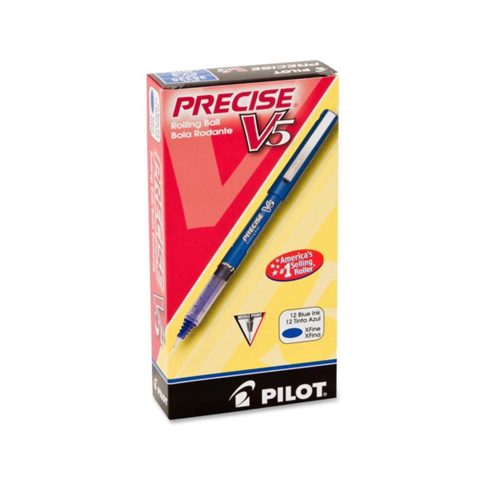 Pilot Precise V5 Liquid Ink Rollerball Pens, Extra Fine Point, 0.5 mm, Blue Barrel, Blue Ink, Pack Of 12 Pens (Min Order Qty 4) MPN:35335