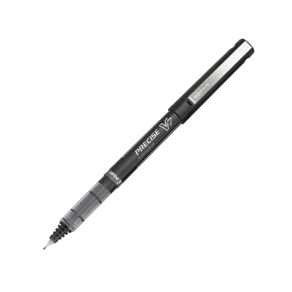 Pilot Precise V7 Liquid Ink Rollerball Pens, Fine Point, 0.7 mm, Black Barrel, Black Ink, Pack Of 12 (Min Order Qty 4) MPN:35346