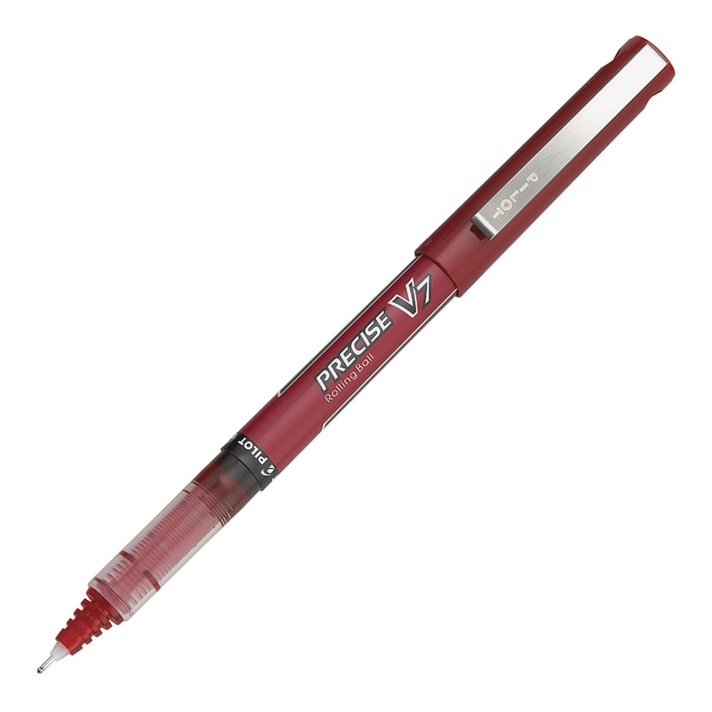 Pilot Precise V7 Liquid Ink Rollerball Pens, Fine Point, 0.7 mm, Red Barrel, Red Ink, Pack Of 12 (Min Order Qty 4) MPN:35352