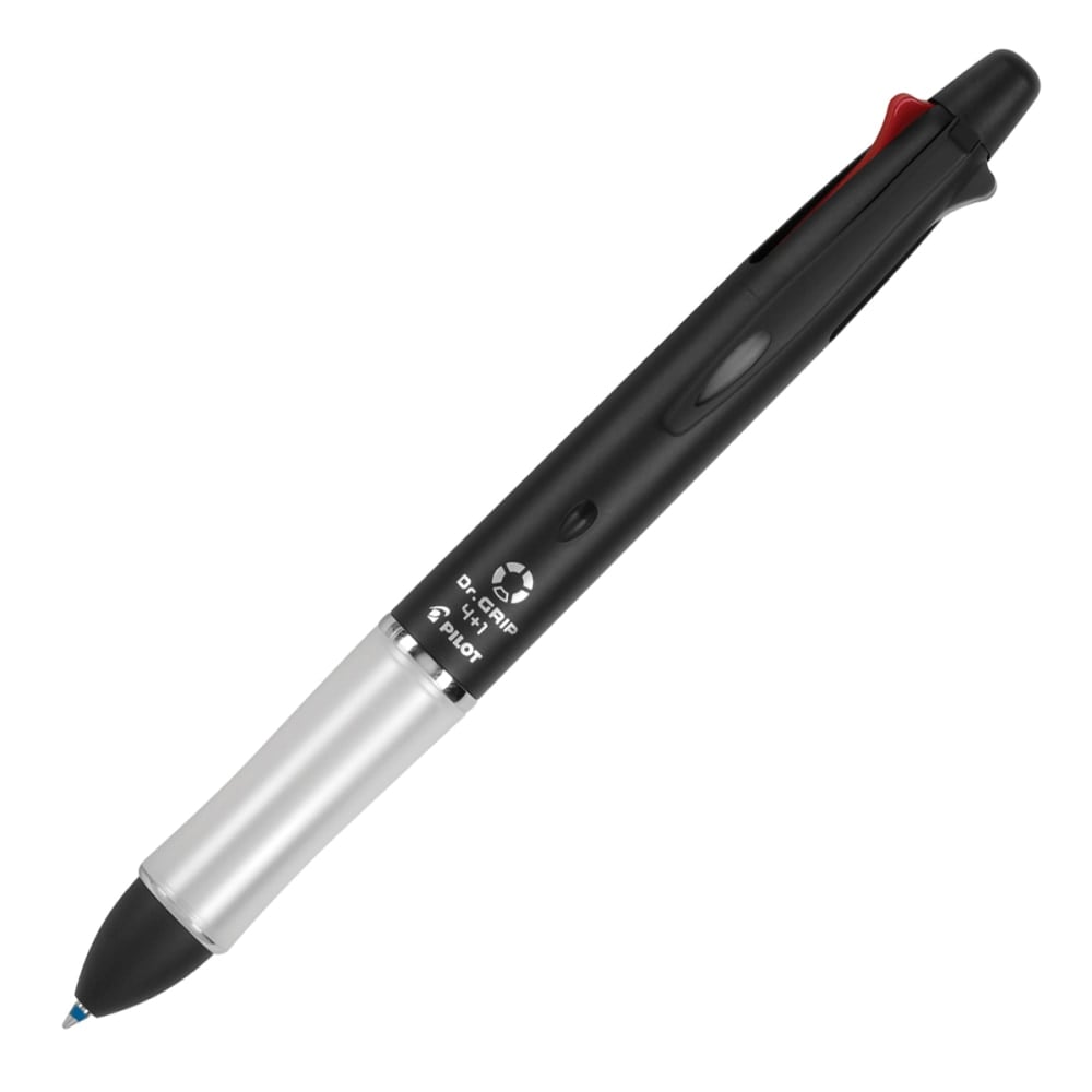 Pilot Dr. Grip 4+1 Multifunction Ballpoint Pen And Pencil, Fine Point, 0.7 mm, Black Barrel, Assorted Color Ink (Min Order Qty 5) MPN:36220