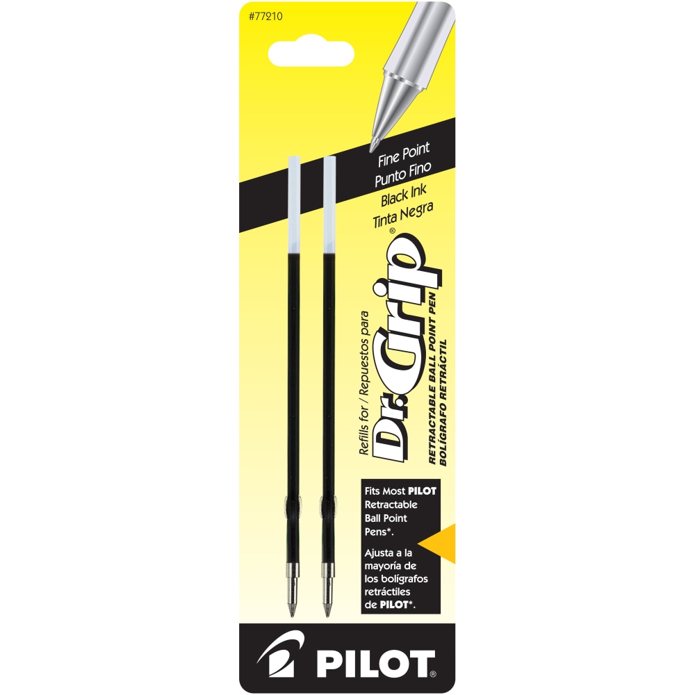 Pilot Ballpoint Pen Refills, For Dr. Grip Retractable Pens, Fine Point, 0.7 mm, Black Ink, Pack Of 2 (Min Order Qty 59) MPN:77210