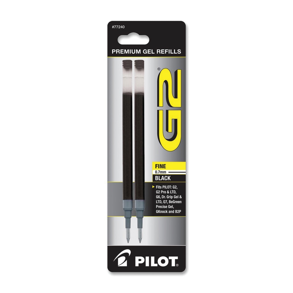 Pilot G2 Gel Refill, Fine Point, 0.7mm, Black Ink, Pack of 2 Refills (Min Order Qty 37) MPN:77240