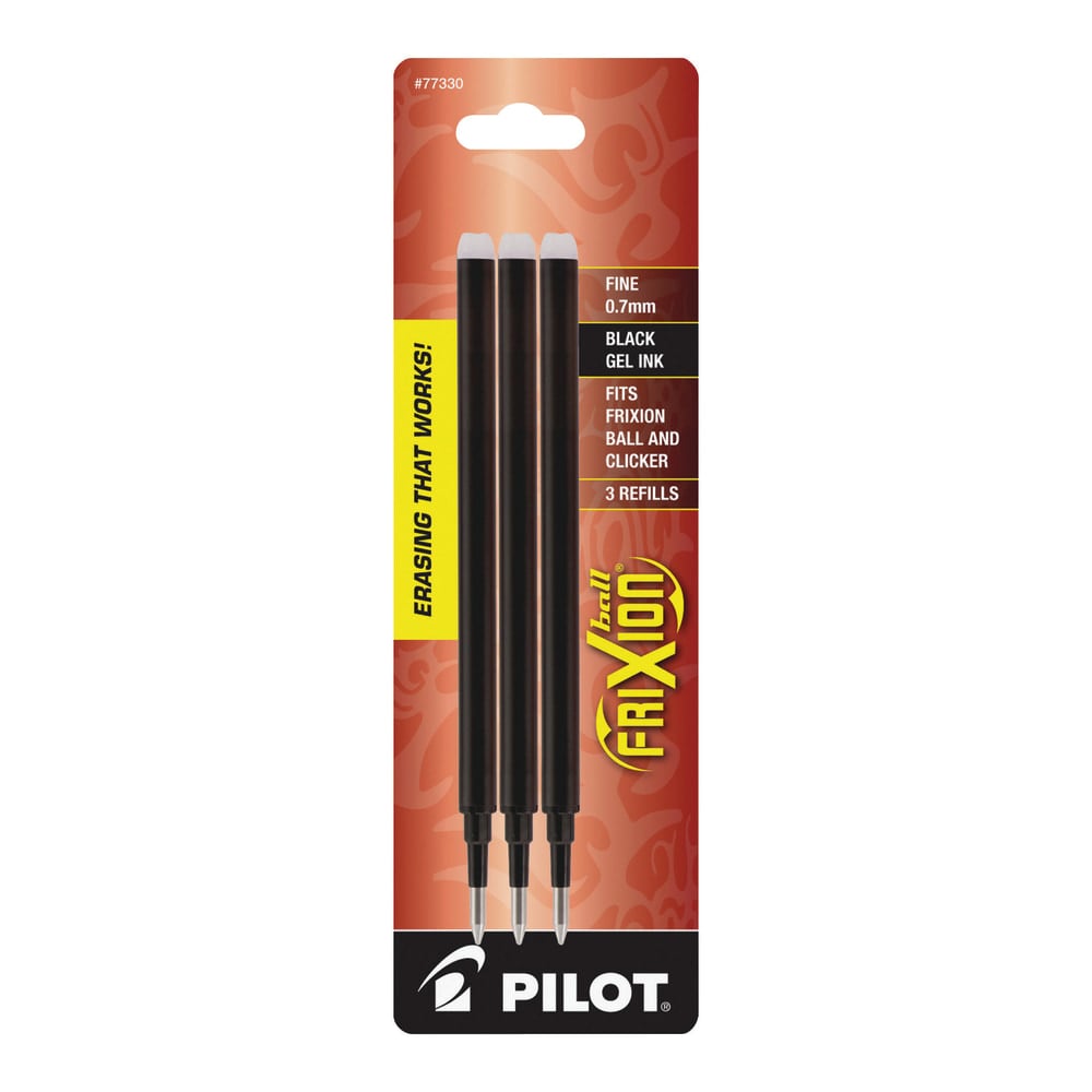 Pilot FriXion Erasable Gel Pen Refills, Fine Point, 0.7 mm, Black Ink, Pack Of 3 (Min Order Qty 18) MPN:77330