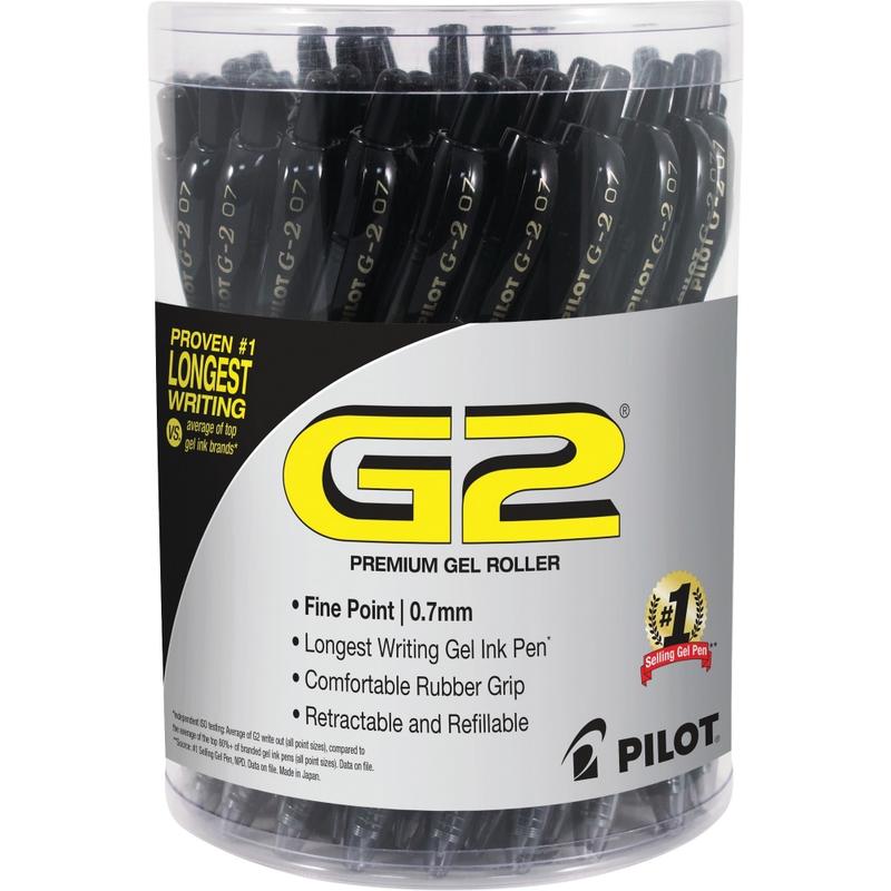 Pilot G2 Retractable Gel Pens, Fine Point, 0.7 mm, Black Barrel, Black Ink, Pack Of 36 Pens (Min Order Qty 2) MPN:84065