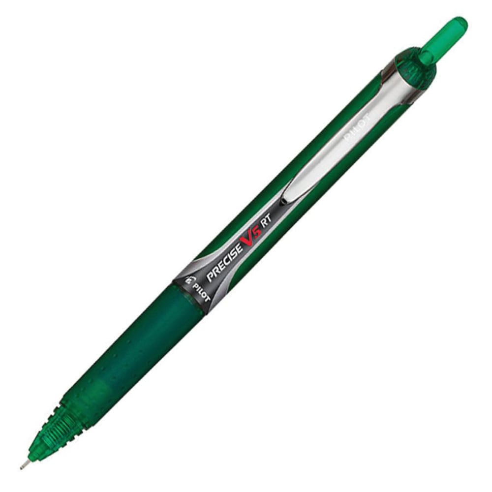 Pilot Precise V5 RT Premium Retractable Rolling Ball Pen, Fine Point, 0.5 mm, Green Barrel, Green Ink (Min Order Qty 36) MPN:PIL26065